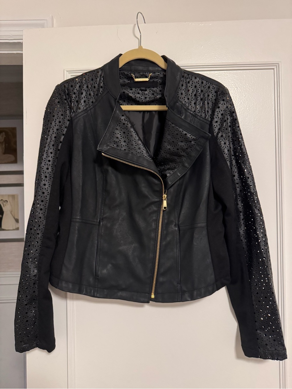 Steve Madden Black Perforated Faux Leather Moto Jacket